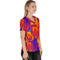 Geometric Pattern Fluorescent Colorful Women s V-Neck Scrub Top View3