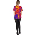 Geometric Pattern Fluorescent Colorful Women s V-Neck Scrub Top View4