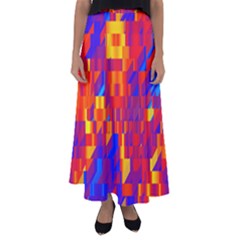 Geometric Pattern Fluorescent Colorful Flared Maxi Skirt