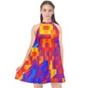 Geometric Pattern Fluorescent Colorful Halter Neckline Chiffon Dress  View1