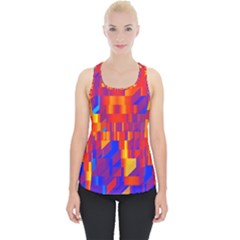 Geometric Pattern Fluorescent Colorful Piece Up Tank Top