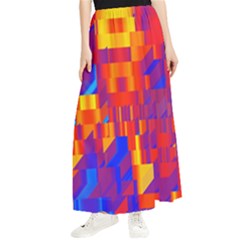 Geometric Pattern Fluorescent Colorful Maxi Chiffon Skirt