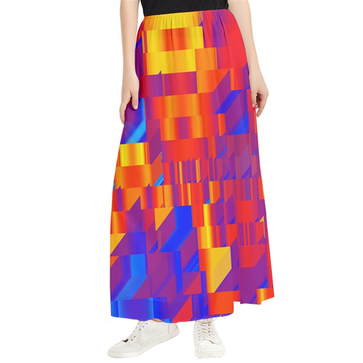 Geometric Pattern Fluorescent Colorful Maxi Chiffon Skirt