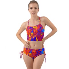 Geometric Pattern Fluorescent Colorful Mini Tank Bikini Set