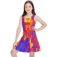 Geometric Pattern Fluorescent Colorful Kids  Lightweight Sleeveless Dress