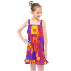 Geometric Pattern Fluorescent Colorful Kids  Overall Dress