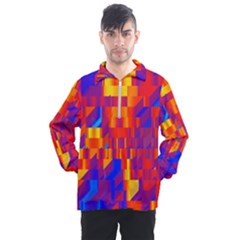 Geometric Pattern Fluorescent Colorful Men s Half Zip Pullover