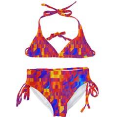 Geometric Pattern Fluorescent Colorful Kids  Classic Bikini Set