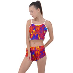 Geometric Pattern Fluorescent Colorful Summer Cropped Co-ord Set