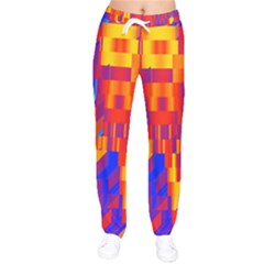 Geometric Pattern Fluorescent Colorful Women Velvet Drawstring Pants