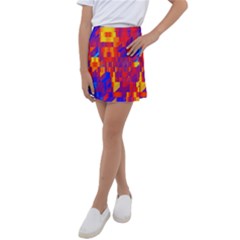 Geometric Pattern Fluorescent Colorful Kids  Tennis Skirt