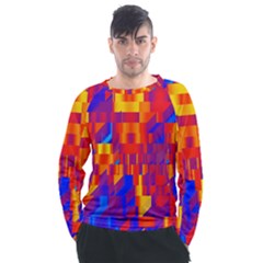 Geometric Pattern Fluorescent Colorful Men s Long Sleeve Raglan Tee