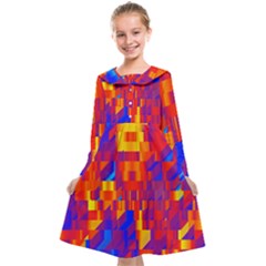 Geometric Pattern Fluorescent Colorful Kids  Midi Sailor Dress by Jancukart