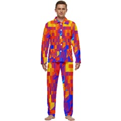 Geometric Pattern Fluorescent Colorful Men s Long Sleeve Velvet Pocket Pajamas Set