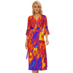 Geometric Pattern Fluorescent Colorful Midsummer Wrap Dress