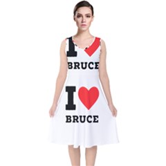 I Love Bruce V-neck Midi Sleeveless Dress  by ilovewhateva