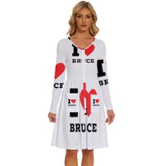 I Love Bruce Long Sleeve Dress With Pocket by ilovewhateva