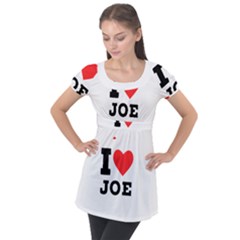 I Love Joe Puff Sleeve Tunic Top by ilovewhateva