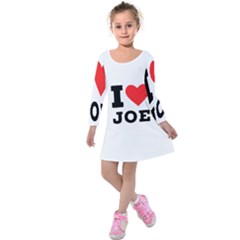 I Love Joe Kids  Long Sleeve Velvet Dress by ilovewhateva