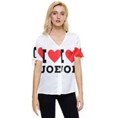 I Love Joe Bow Sleeve Button Up Top by ilovewhateva