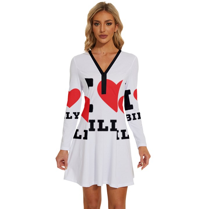 I love billy Long Sleeve Deep V Mini Dress 