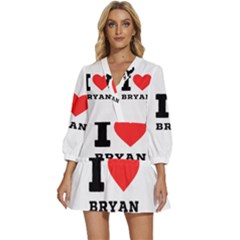 I Love Bryan V-neck Placket Mini Dress by ilovewhateva