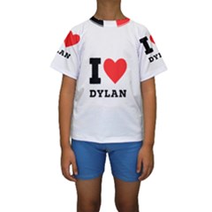 I Love Dylan  Kids  Short Sleeve Swimwear by ilovewhateva