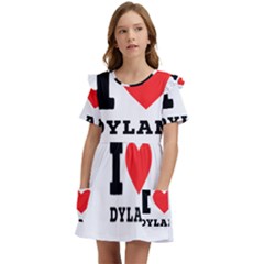 I Love Dylan  Kids  Frilly Sleeves Pocket Dress by ilovewhateva