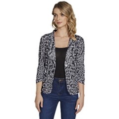 Abstract-0025 Women s One-button 3/4 Sleeve Short Jacket by nateshop