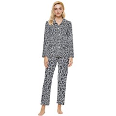 Abstract-0025 Womens  Long Sleeve Velvet Pocket Pajamas Set