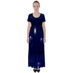 Alien Navi High Waist Short Sleeve Maxi Dress