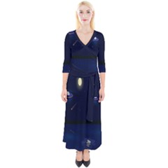 Alien Navi Quarter Sleeve Wrap Maxi Dress