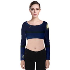 Alien Navi Velvet Long Sleeve Crop Top by nateshop