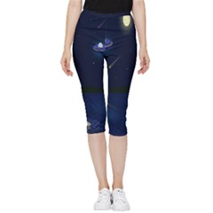 Alien Navi Inside Out Lightweight Velour Capri Leggings  by nateshop