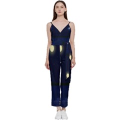 Alien Navi V-neck Spaghetti Strap Tie Front Jumpsuit by nateshop