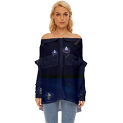 Alien Navi Off Shoulder Chiffon Pocket Shirt by nateshop