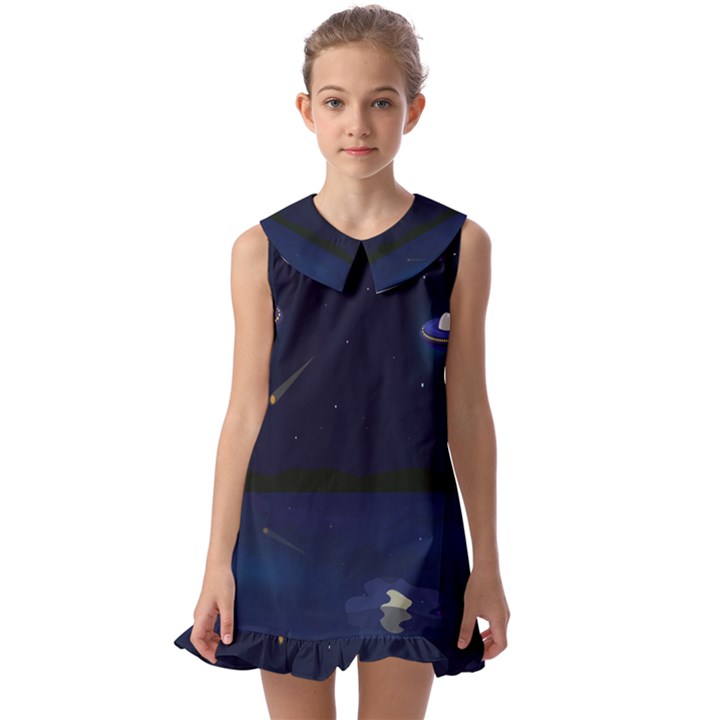 Alien Navi Kids  Pilgrim Collar Ruffle Hem Dress