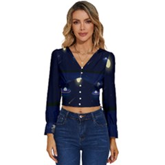 Alien Navi Long Sleeve V-neck Top by nateshop