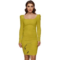 Background-0027 Women Long Sleeve Ruched Stretch Jersey Dress by nateshop