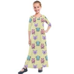 Animals-17 Kids  Quarter Sleeve Maxi Dress by nateshop