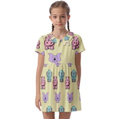 Animals-17 Kids  Asymmetric Collar Dress by nateshop