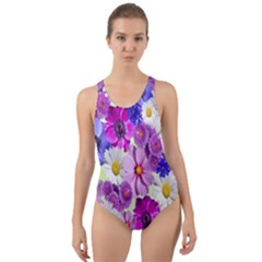 Blossoms-yellow Cut-out Back One Piece Swimsuit by nateshop