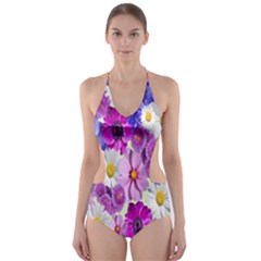 Blossoms-yellow Cut-out One Piece Swimsuit by nateshop