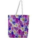 Blossoms-yellow Full Print Rope Handle Tote (Large) View1