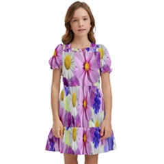 Blossoms-yellow Kids  Puff Sleeved Dress by nateshop