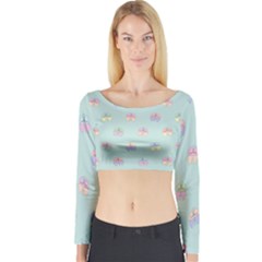 Butterfly-15 Long Sleeve Crop Top by nateshop