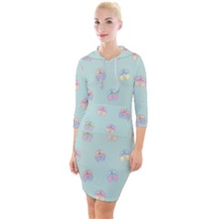 Butterfly-15 Quarter Sleeve Hood Bodycon Dress by nateshop