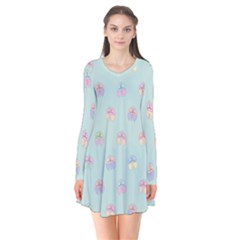 Butterfly-15 Long Sleeve V-neck Flare Dress by nateshop