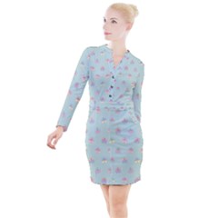 Butterfly-15 Button Long Sleeve Dress by nateshop