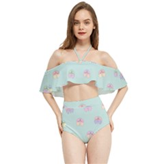 Butterfly-15 Halter Flowy Bikini Set 